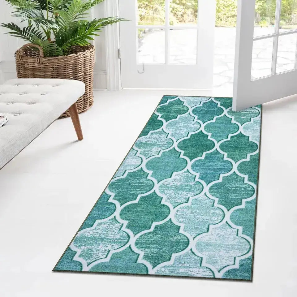 Washable Outdoor Runner Rugs Aqua (OURA)