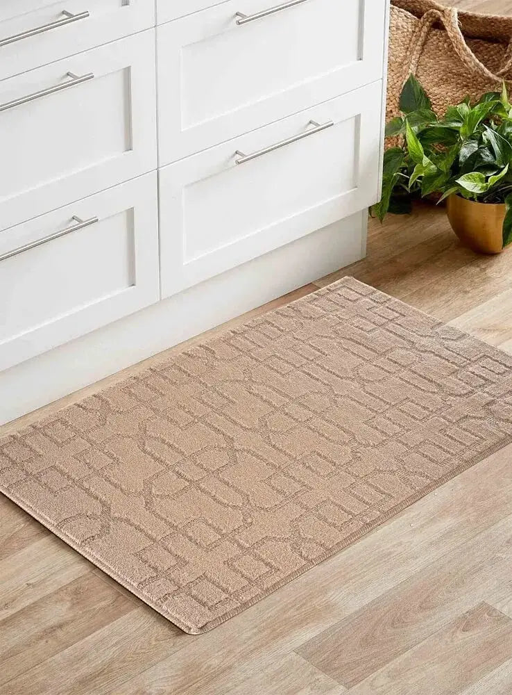 Greek Key Floor Runner Mats Siam Beige (Ivy)