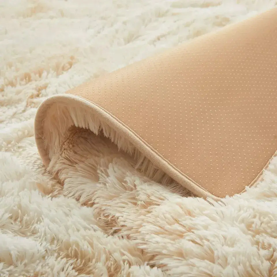 Soft Fluffy Decorative Cream Tye Dye Runner Shaggy Rugs (IR)