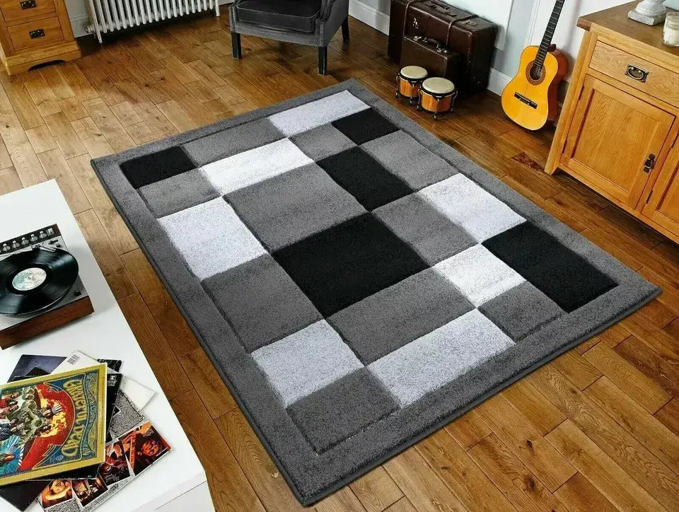 Modern Hand Carved Runner Rugs Dark Grey (Hav)