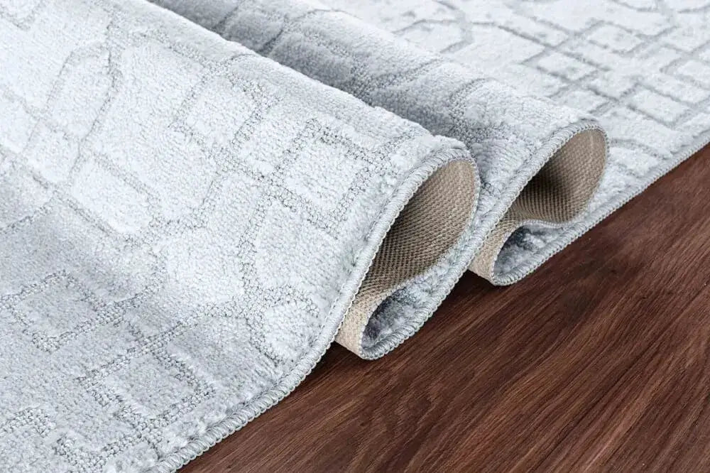 Greek Key Floor Runner Mats Siam Silver (Ivy)