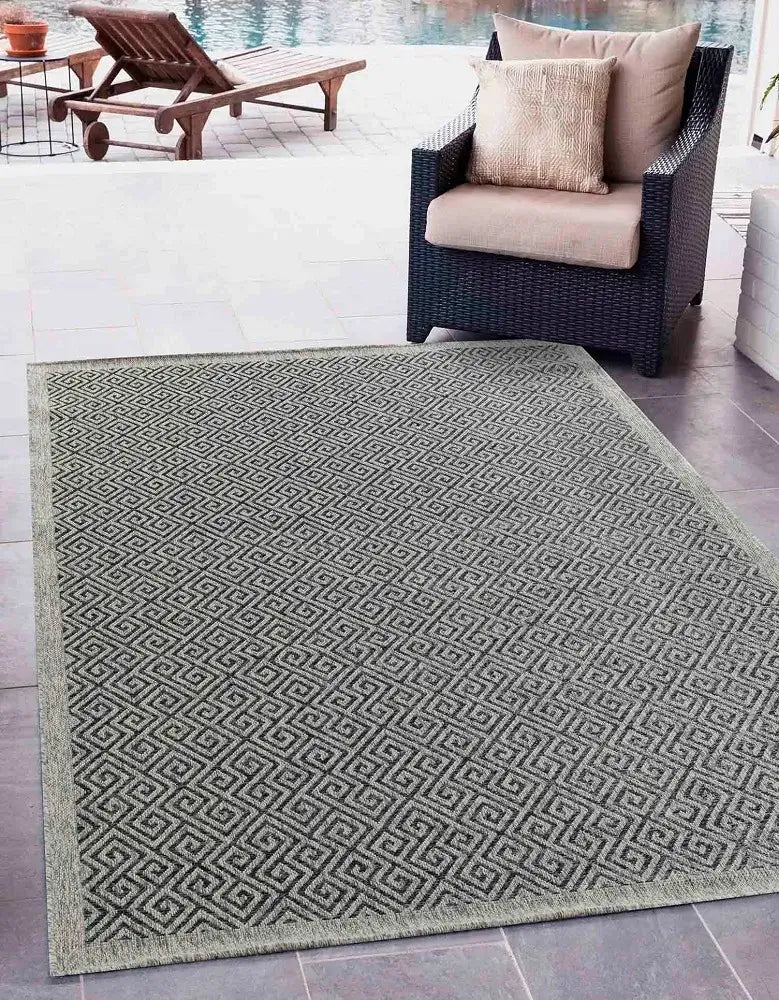 Harper Greek Key Dark Grey Runner Rug