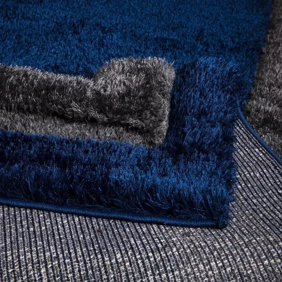 Soft Fluffy Shaggy Runner Rugs Blue (TRANI)