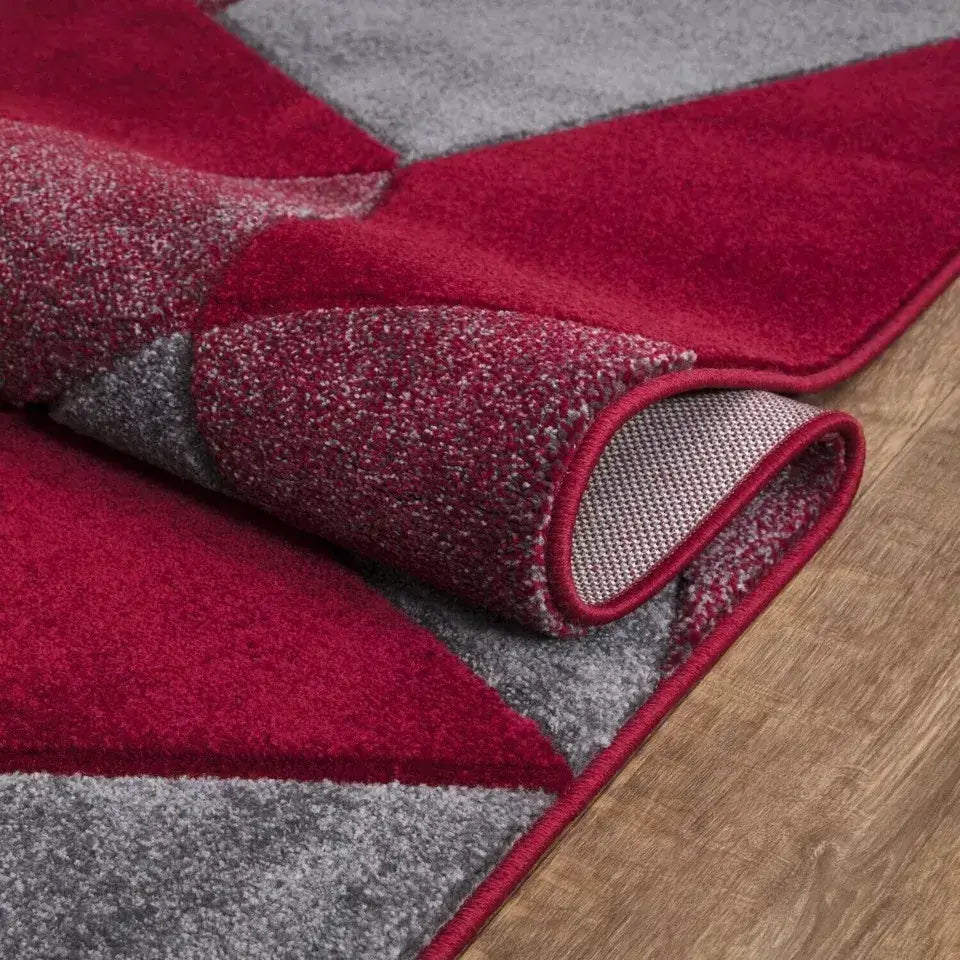 Hand Carved Geometric Runner Red (Ath)