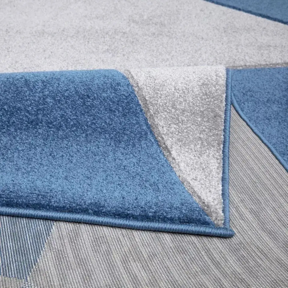 Hand Carved Geometric Runner Blue (Ath)