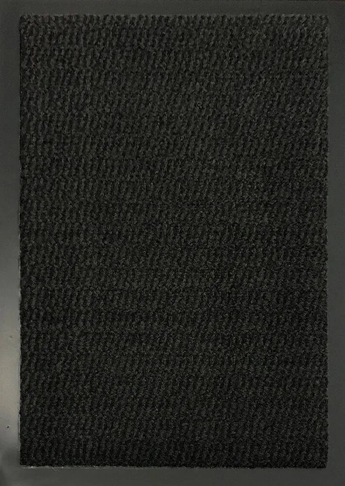 Detailed Textured View of a Rubber Edged Charcoal Doormat