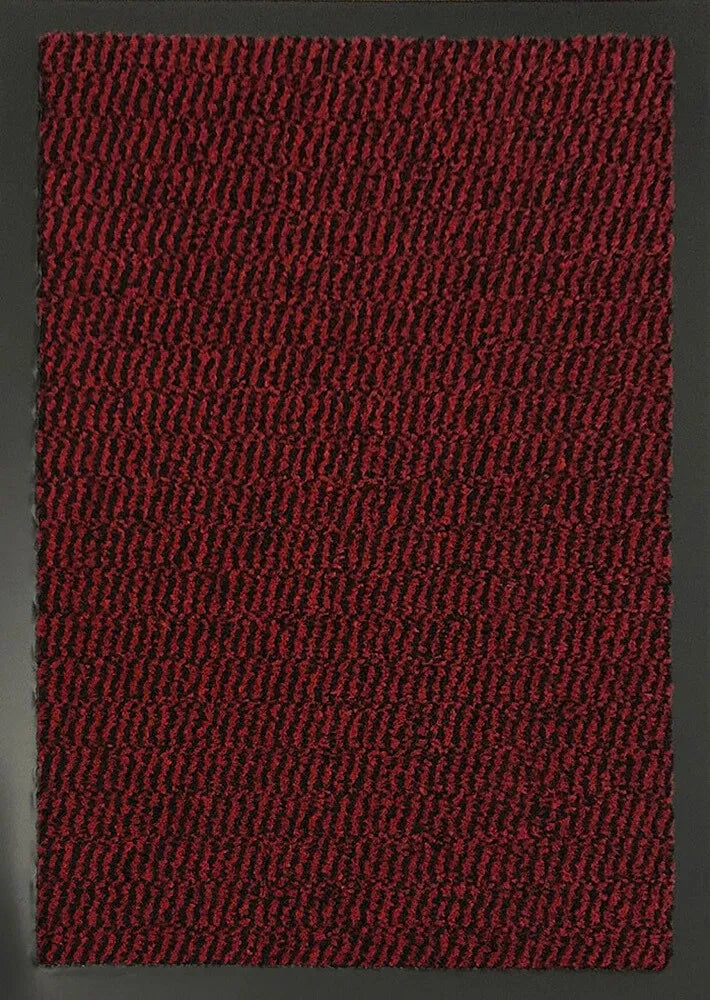 Detailed Textured View of a Rubber Edged Red Doormat