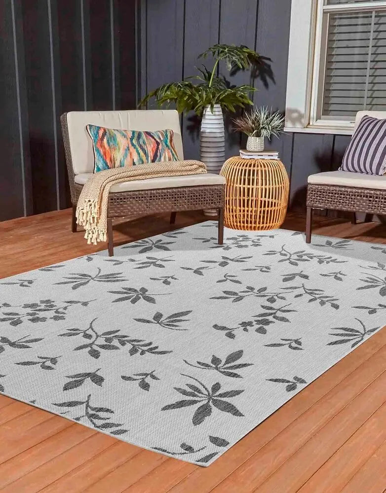 Sky Flower Living Room Area Rug Dark Grey