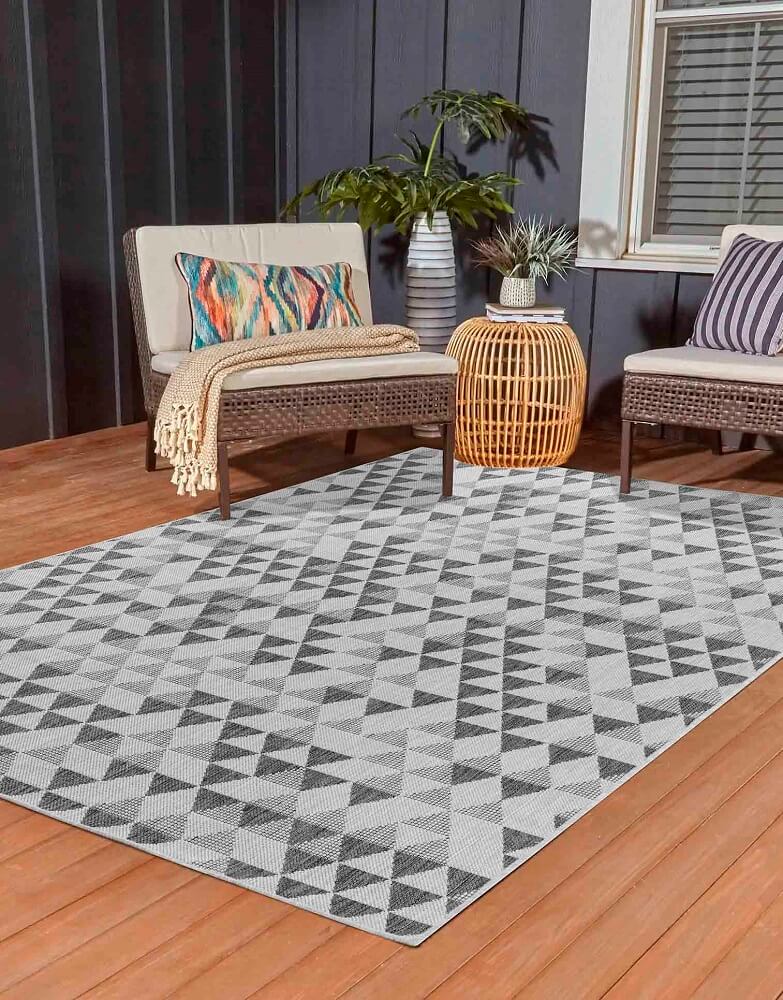 Sky Triangle Living Room Area Rug Dark Grey