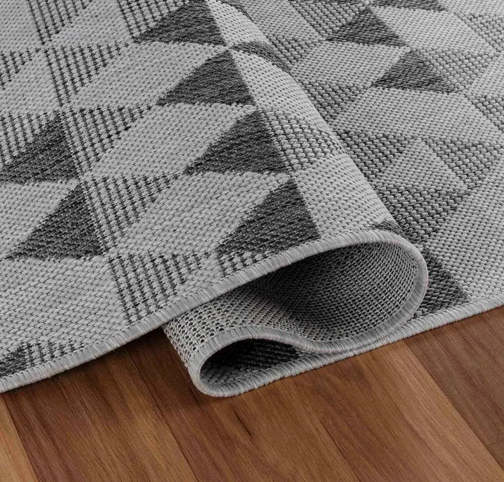 Sky Triangle Living Room Area Runner Rug Dark Grey