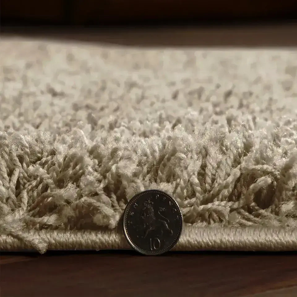 Beige Shaggy Runner Rugs Thick Pile (V-63)