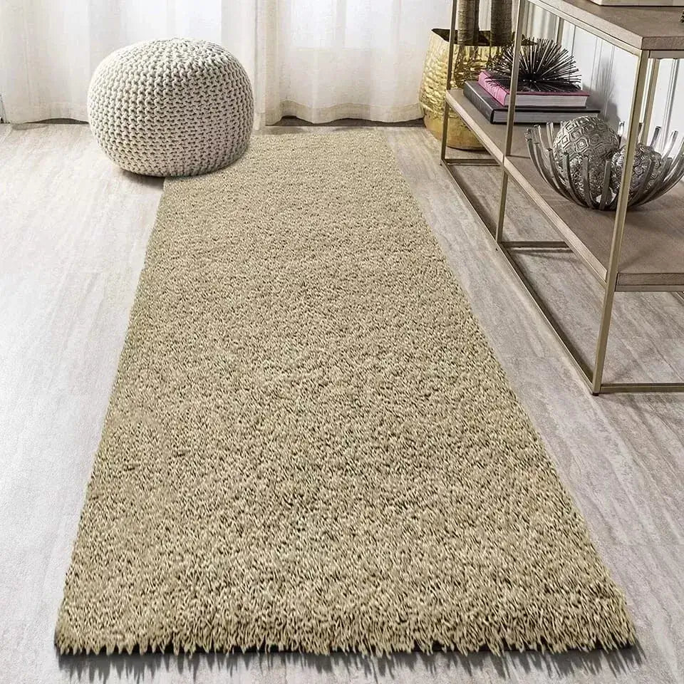 Beige Shaggy Rugs Thick Pile (V-63)