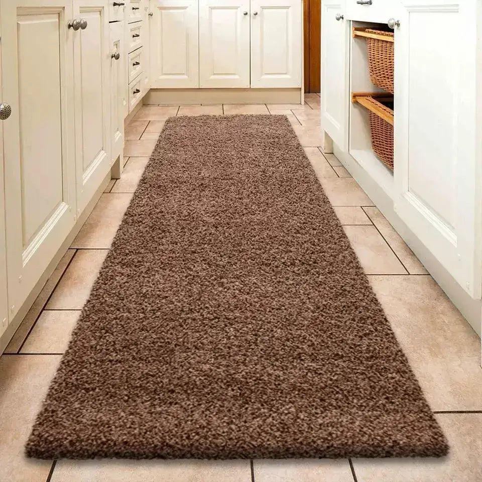 Coffee Shaggy Rugs Thick Pile (V-63)