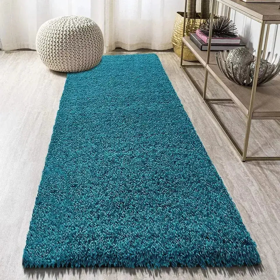 Teal Shaggy Rugs Thick Pile (V-63)