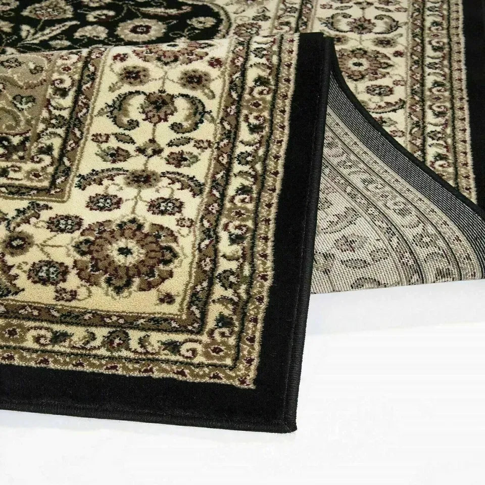 Vintage Traditional Runner Rugs Black (R-174)