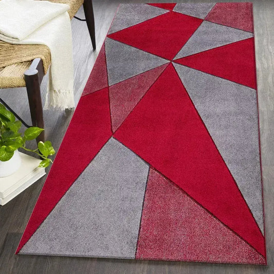 Hand Carved Geometric Runner Red (Ath)