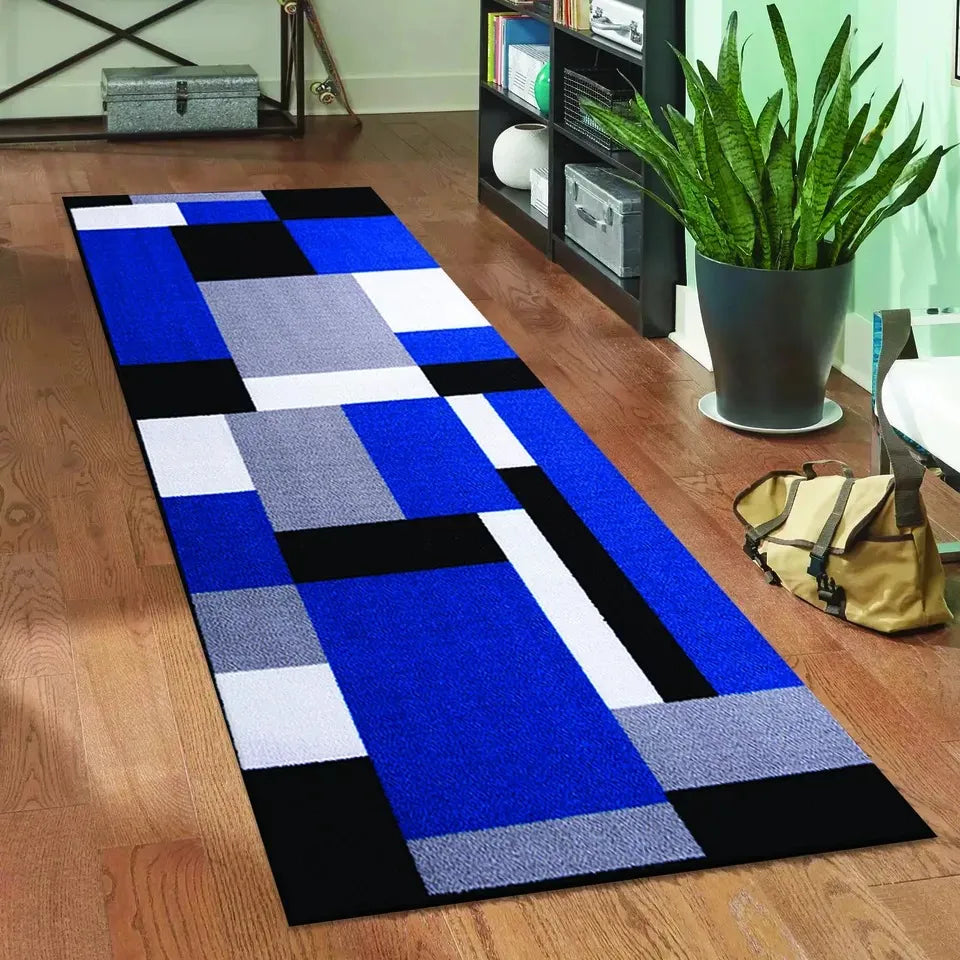 Stylish & Modern Runner Rugs Black Blue (Kil)