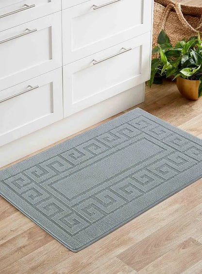 Greek Key Floor Runner Mats Dark Grey (Ivy)