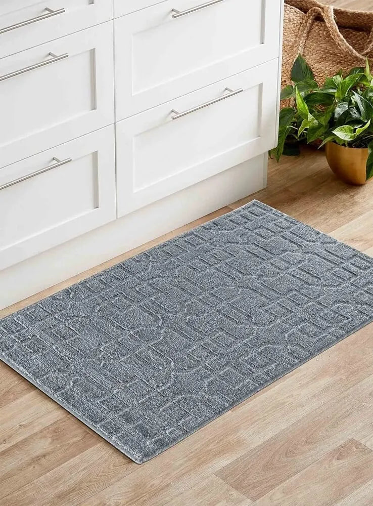 Greek Key Floor Runner Mats Siam Dark Grey (Ivy)