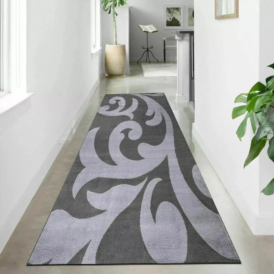 Buy Floral Area Runner Rugs Dark Grey (Sop)