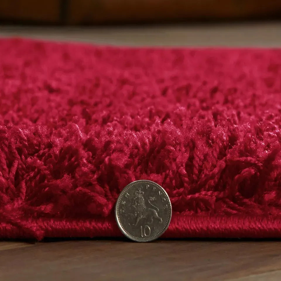 Red Shaggy Runner Rugs Thick Pile (V-63)