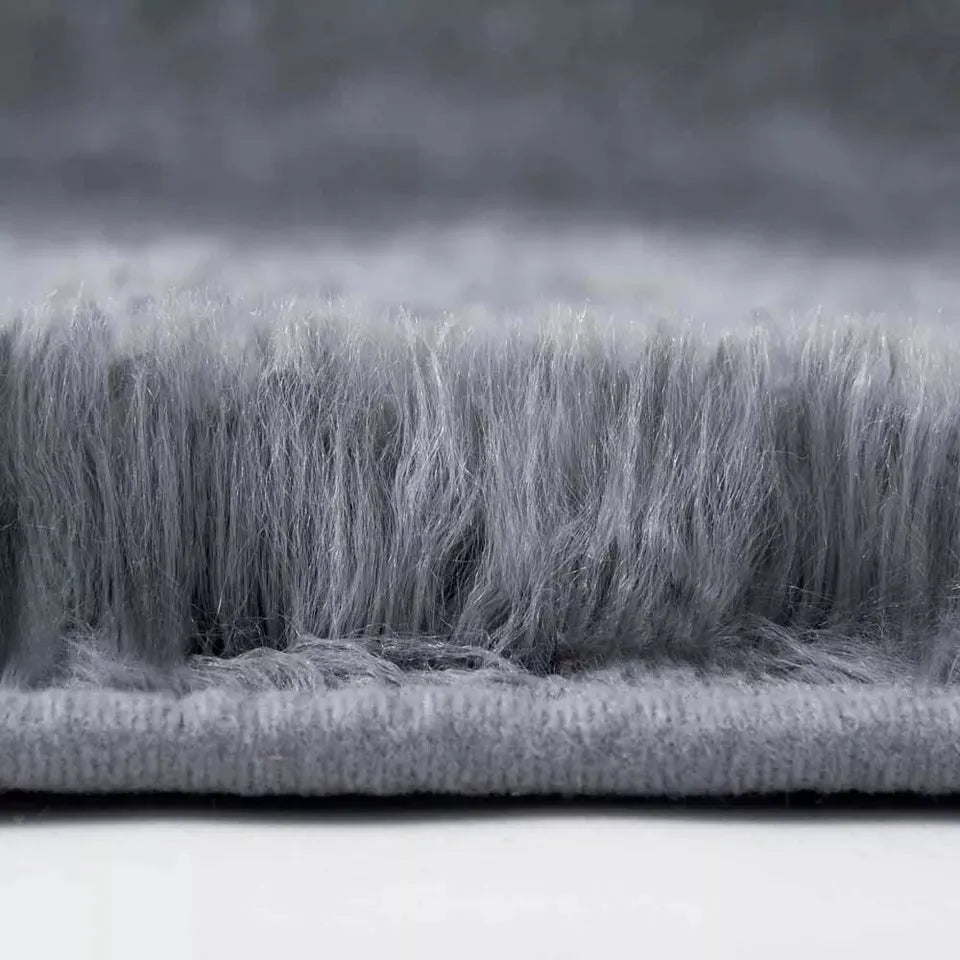 Soft Fluffy Decorative Grey Runner Shaggy Rugs (IR)