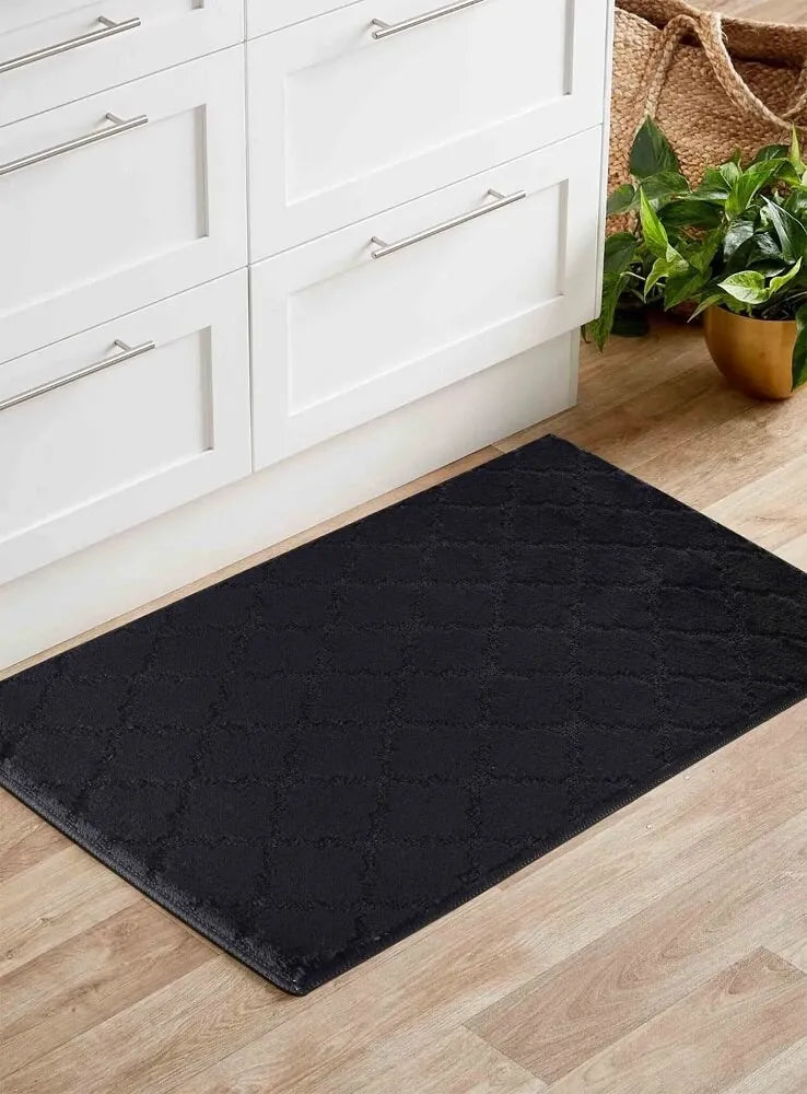 Greek Key Floor Runner Mats Trellis Black (Ivy)