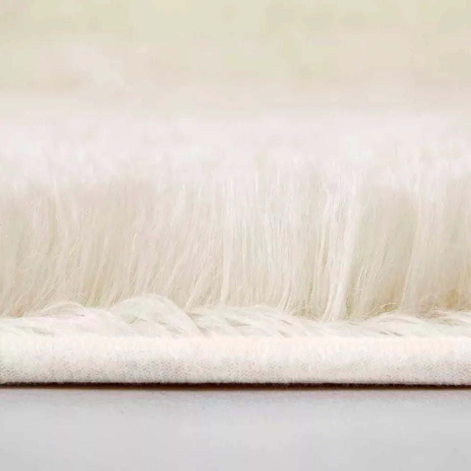 Soft Fluffy Decorative Cream Runner Shaggy Rugs (IR)