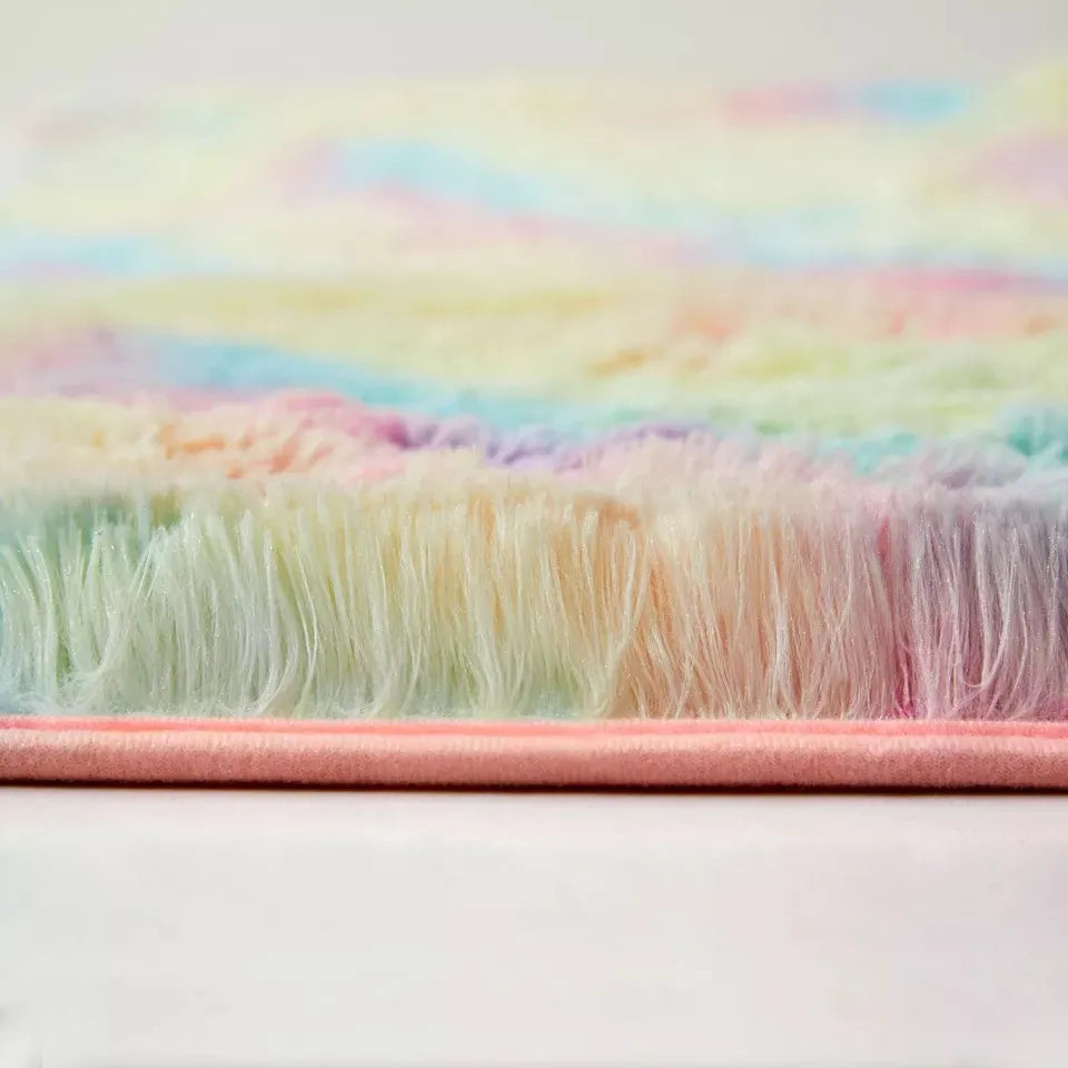 Soft Fluffy Decorative Rainbow Runner Shaggy Rugs (IR)