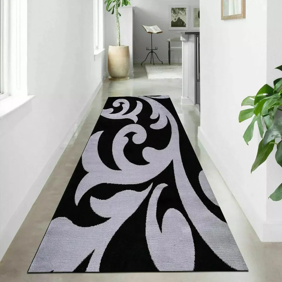 Buy Floral Area Runner Rugs Black (Sop)