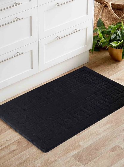 Greek Key Floor Runner Mats Black (Ivy)