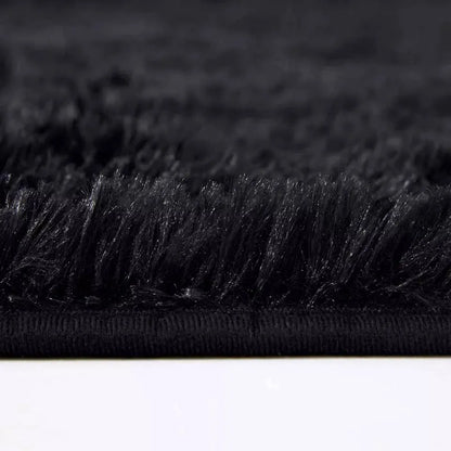 Soft Fluffy Decorative Black Runner Shaggy Rugs (IR)