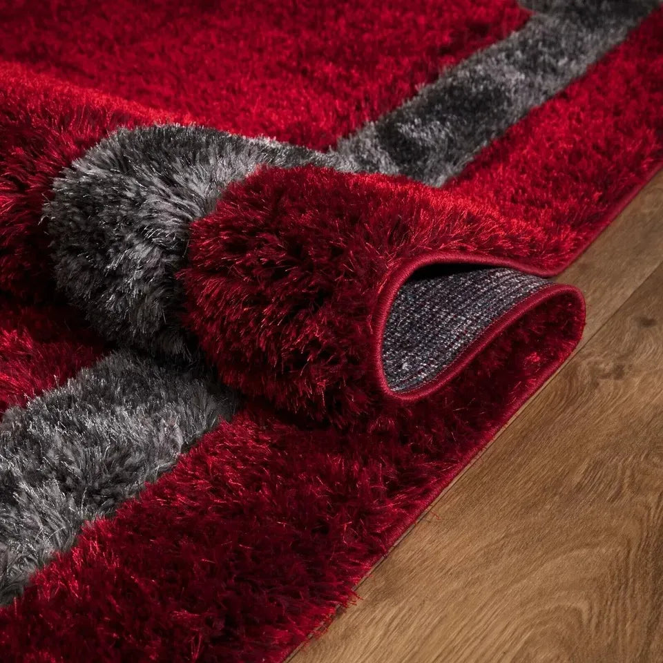 Soft Fluffy Shaggy Runner Rugs Red (TRANI)