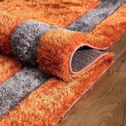 Soft Fluffy Shaggy Runner Rugs Orange (TRANI)