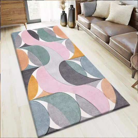 Geometric Hand Carved Runner Rugs Multicolor (Ken)