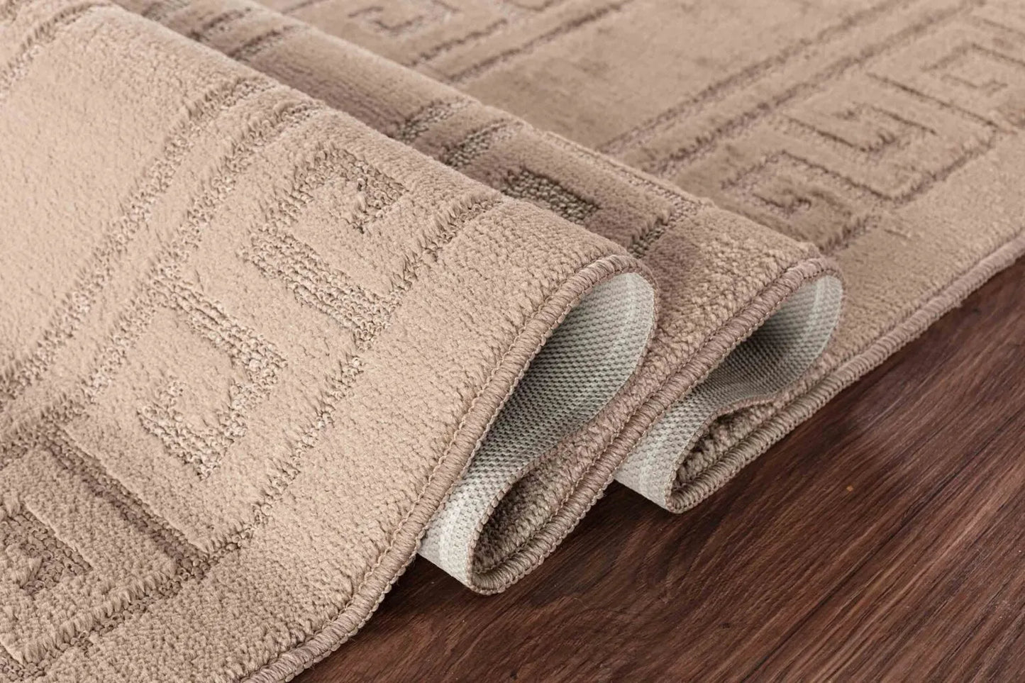 Greek Key Floor Runner Mats Beige (Ivy)