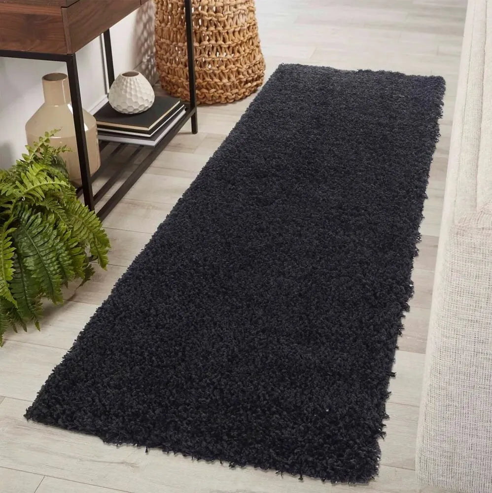 Oxford Living Room Area Runner Rug Black