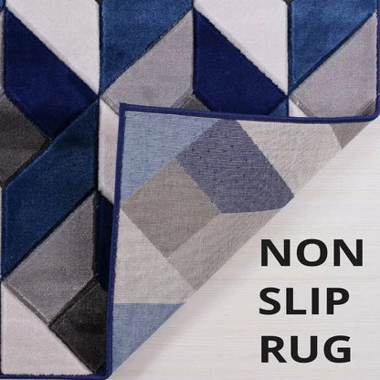 Blue Geometric Runner Rugs Triangle Style (Vas)