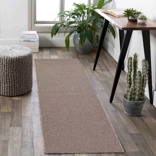 Simple Living Area Dark Beige Runner Rug (Sim)