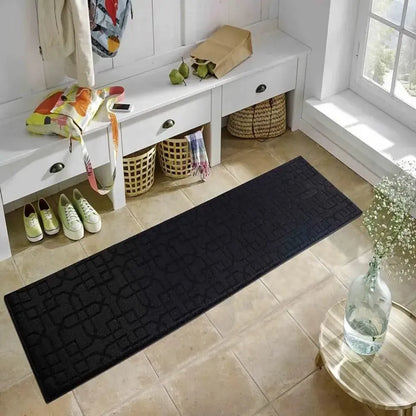 Greek Key Floor Runner Mats Siam Black (Ivy)