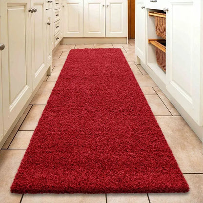 Red Shaggy Runner Rugs Thick Pile (V-63)