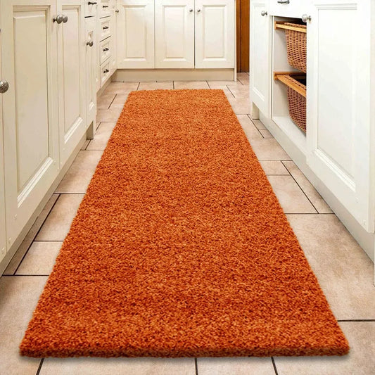 Orange Shaggy Runner Rugs Thick Pile (V-63)