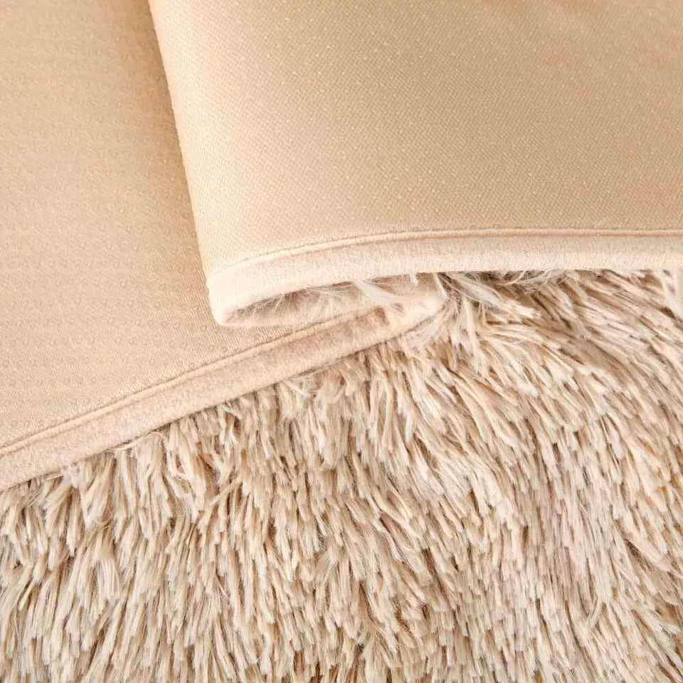 Soft Fluffy Decorative Beige Runner Shaggy Rugs (IR)