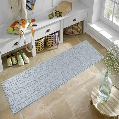 Greek Key Floor Runner Mats Siam Dark Grey (Ivy)