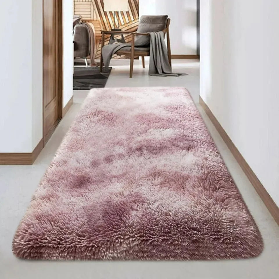 Soft Fluffy Decorative Lilac Tye Dye Runner Shaggy Rugs (IR)