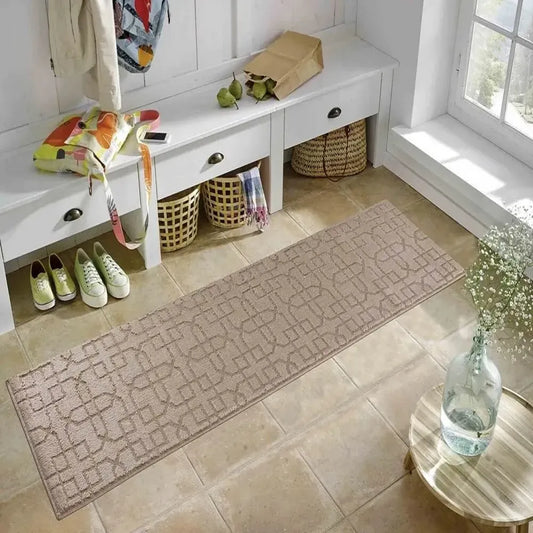 Greek Key Floor Runner Mats Siam Beige (Ivy)