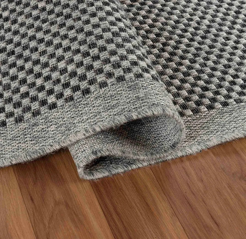 Harper Checkered Dark Grey Runner Rug