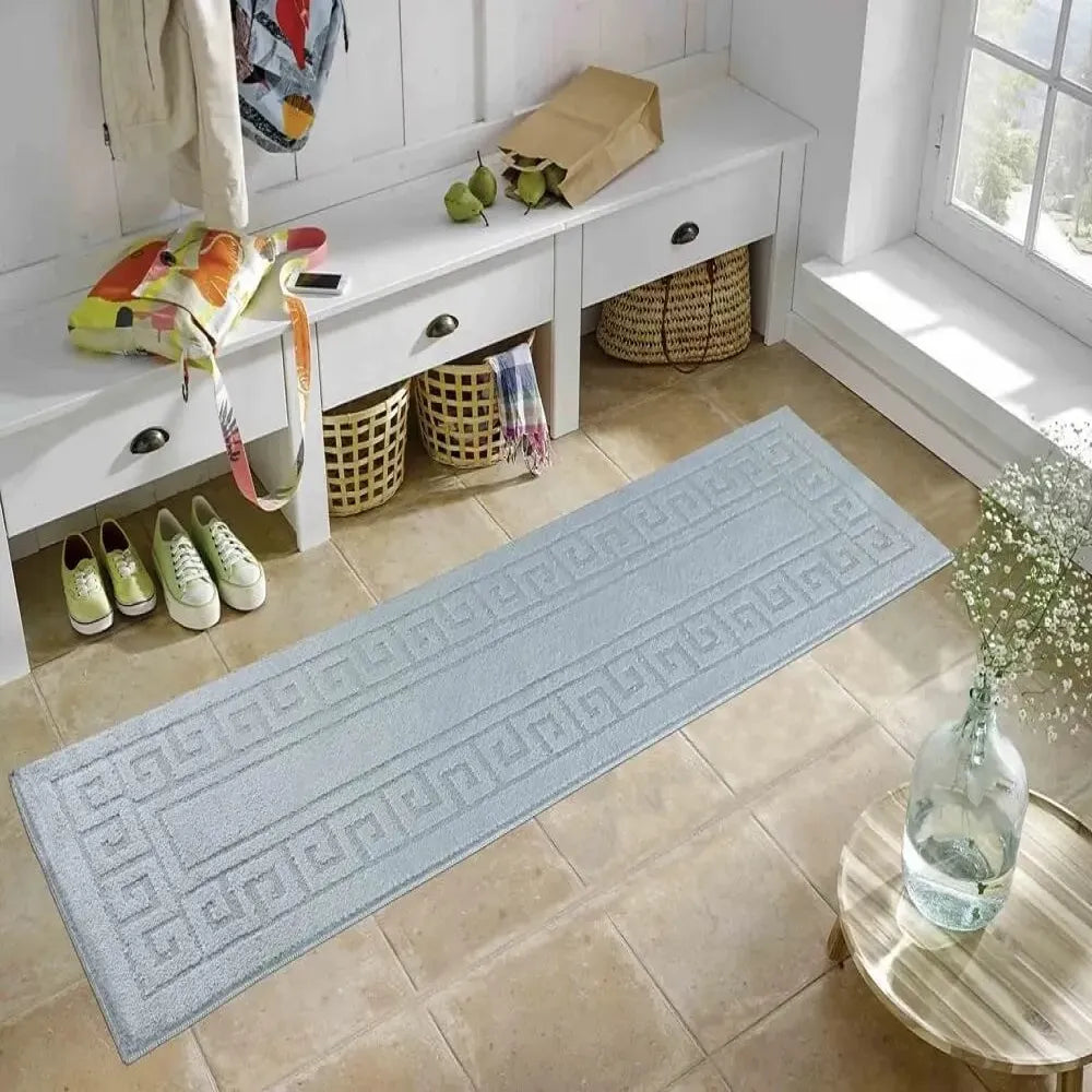 Greek Key Floor Runner Mats Dark Grey (Ivy)