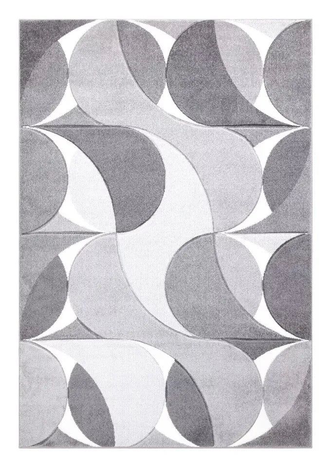 Geometric Hand Carved Runner Rugs Grey (Ken)