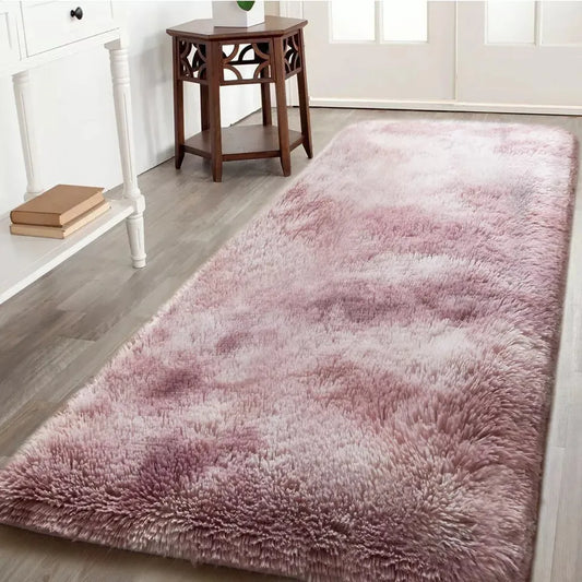 Soft Fluffy Decorative Lilac Tye Dye Runner Shaggy Rugs (IR)